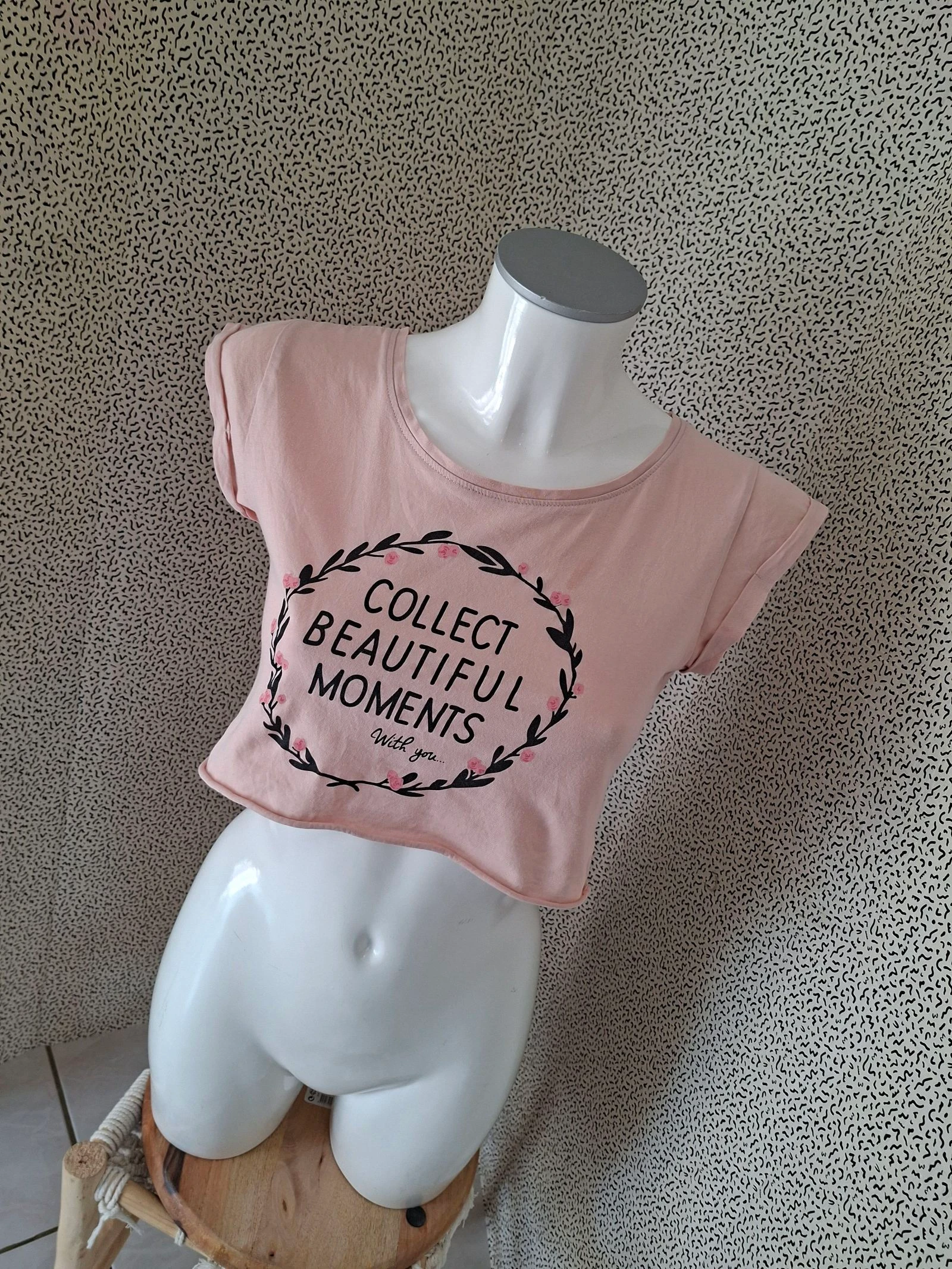 Crop top rose Jennyfer XS 100% coton Collect Beautiful Moments
